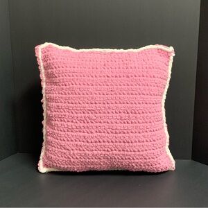 Pink Crochet Throw Pillow